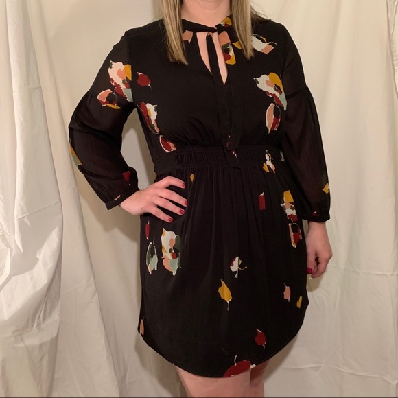 Madewell Painted Floral Tie Neck Dress - Picture 5 of 5